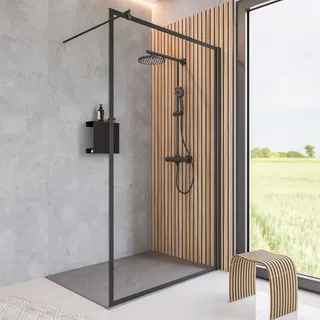 Schulte Alexa Style 2.0 Walk-In-Dusche 120 x 200 cm schwarz Sicherheitsglas