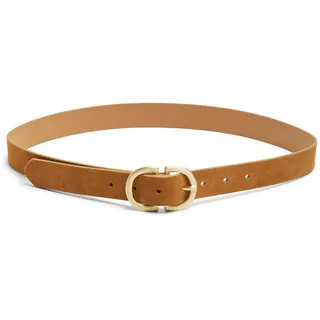 PIECES Damen Pcjuva Suede Jeans Belt Noos, Cognac/Detail:w Brushed Gold Buckle, 75
