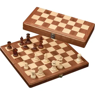 Philos Schachspiel Holzkassette Walnuss großes Feld 42 mm Königshöhe 80 mm