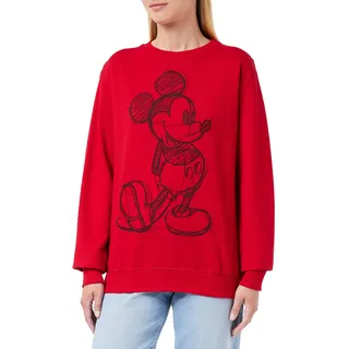 Disney Damen Mickey Sketch Sweatshirt, Rot (Red Red), 36 EU