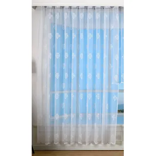 Gardinenbox Jacquard Bogenstore Gardine Kräuselband 245 x 300 cm Weiß