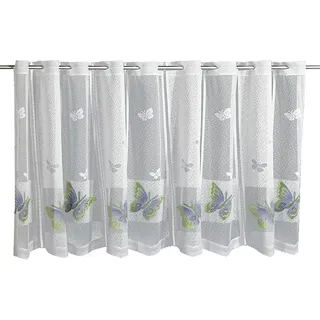 Gardinia Sehlbach Bistrogardine Jacquard Schmetterlinge Airbrush, Grün, 160 x 60 cm Bistrogardine, Lichtdurchlässig, Filigrane Muster, Einfache Anbringung, Dekorativer Akzent, Charmantes Ambiente