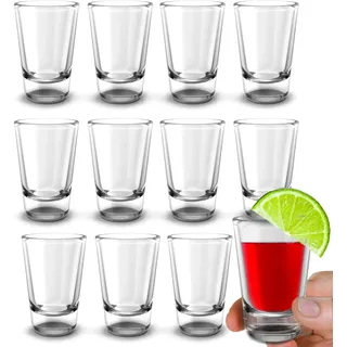 volila Shotgläser - 12 x 2,5 cl Klare Kleine Schnapsgläser Set mit schwerem Boden - Ideale Tequila Gläser, Vodka Gläser, Pinnchen, Stamperlgläser für Schnaps, Jägermeister, Korn