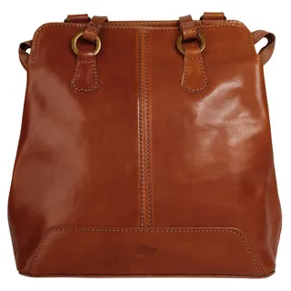 Cityrucksack PIKÉ, Damen, Gr. B/H/T: 26cm x 26cm x 10cm, onesize, braun, Leder, Rindsleder, Rucksäcke Cityrucksack, echt Leder, Made in Italy