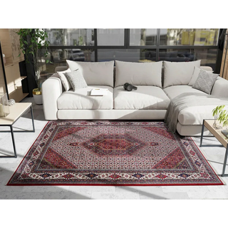 Novel Webteppich , Creme, Rot , Textil , orientalisch , quadratisch , 200x200 cm , Oeko-Tex® Standard 100 , für Fußbodenheizung geeignet, pflegeleicht , Teppiche und Böden, Teppiche, Moderne Teppiche