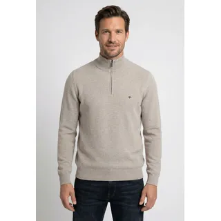 Troyer FYNCH-HATTON, Herren, Gr. S, weiß (winter weiß), Strick, Obermaterial: 100% Baumwolle, unifarben, regular fit taillenbedeckt, Rippbündchen, Pullover Troyer, aus reiner Baumwolle, mit Logo-Stickerei, Regular Fit