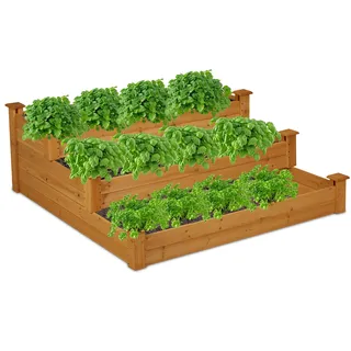 Relaxdays Hochbeet 122 x 46 x 122 cm Natur