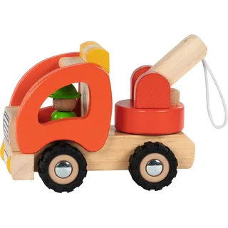 Goki 55965 - Abschleppwagen, 18,5 x 8,5 x 10 cm, aus robustem Holz, mit Gummireifen