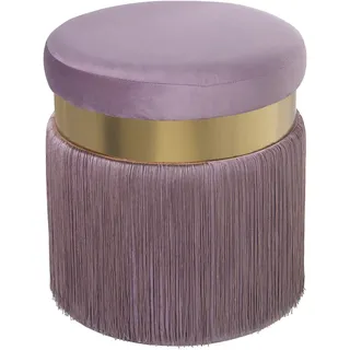 DRW Gepolsterter Sitzsack mit Fransen und Stahlband in Rosa und Gold, 40 x 44 x 7 cm