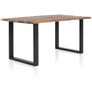 SalesFever Esstisch Akazie Massivholz natur Metallgestell U-Form schwarz | Natur/Schwarz | 399002