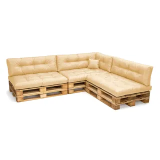 POKAR Palettenkissen Wasserabweisend Palettenauflagen Palettenmöbel Palettensofa 8er Set: Sitzkissen 120x80 + Rückenlehne 120x40, Beige