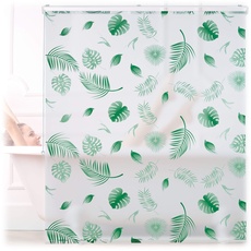 Bild von Duschrollo Blätter, 140x240cm, Seilzugrollo f. Dusche & Badewanne, wasserabweisend, Decke & Fenster, weiß/grün