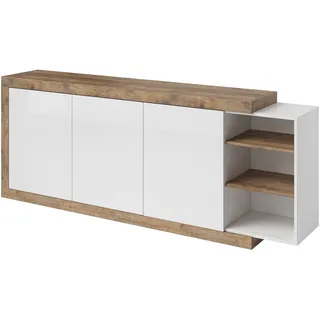 Furniture24 Kommode Sintra 43 Sideboard 220 cm 3 Türen Wohnzimmerschrank - Braun