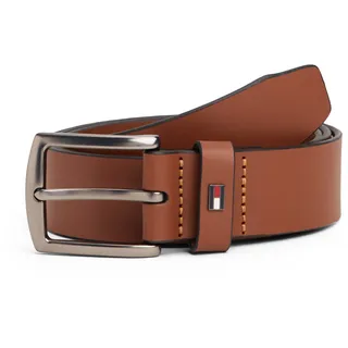 Ledergürtel TOMMY HILFIGER "DENTON 3.5 cm breit EXT", Herren, Gr. 105, winter cognac, Rindsleder, Gürtel Ledergürtel, Einfachdornschließe, Metalllogo
