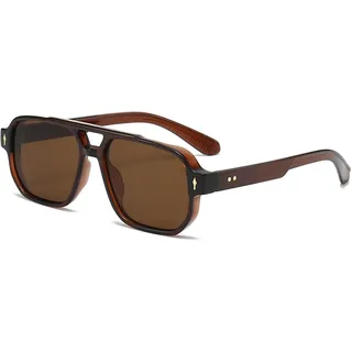 YAMEIZE Retro Pilot Double Bridge Rechteck - Sonnenbrille für Damen Herren Klassischer Style Quadrat Vintage Brillen UV400 Schutz Fahren Outdoor