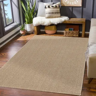 TT Home In- und Outdoor Loop Teppich Modern Robust Wetterfest Für Terrasse Wohnzimmer Küche Einfarbig Naturtöne Weiche Struktur Größe 200x280 cm - Beige