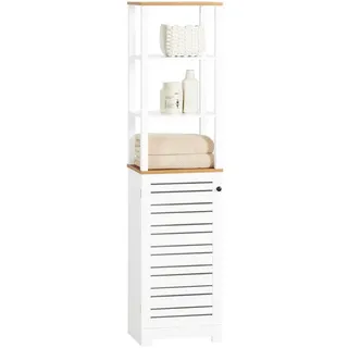 SoBuy Hochschrank Weiß , Holzwerkstoff , 60x160x30 cm , Badezimmer, Badmöbel, Hochschränke