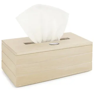 com-four® Kosmetiktücherbox aus Holz - Taschentuchbox mit klappbarem Deckel - Handtuchspender für Bad, Schlafzimmer und Wohnbereich (25x13.5x9cm)
