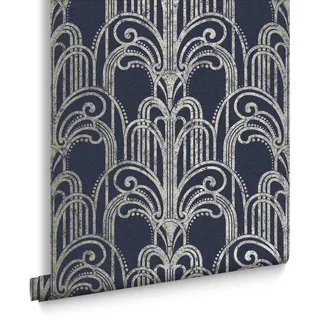 Graham & Brown Vliestapete Art Deco , Blau , Papier, Kunststoff , Grafikmuster , Rechteckig , 53x1000 cm , FSC Mix ,