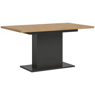 Inn.Furn Esstisch grau, Eiche Artisan Küchentisch ausziehbar 150 - 190 cm , Holzwerkstoff, Metall , Nachbildung,Eiche , Uni, Holz Optik , Rechteckig,Rechteckig , Säule , 90x76x150 cm , FSC Mix , Esszimmer, Esstische