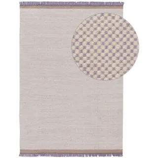 Kunstloft Wollteppich Karla Lila 80x120 cm , Textil , Beton Optik , Rechteckig , 80x1 cm , Gots , pflegeleicht , Teppiche und Böden, Teppiche, Schafwollteppiche