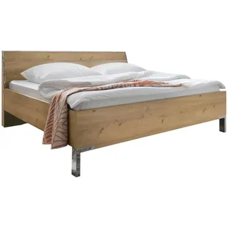 Venda Bett , Eiche Bianco , Metall , 200x200 cm , Goldenes M, Made in Germany , Lattenrosthöhe individuell einstellbar, in verschiedenen Holzdekoren erhältlich, in verschiedenen Größen erhältlich , Schlafzimmer, Komplette Schlafzimmer und Serien, Schlafzimmerserien