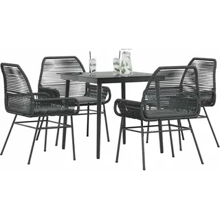 Praktischen Gartenmöbel Set Balkonmöbel-Set 5-tlg. Garten-Essgruppe mit Kissen Schwarz Poly Rattan Glas - Gartenmöbelgarnituren ,design Möbel 8174526 3parcel - Schwarz