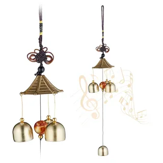 Relaxdays Windspiel 2er Set Gold/Schwarz