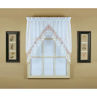 Today's Curtain, Vintage-Makramee-Organza-Girlande, 96,5 cm, Weiß/Rose, 147,3 x 96,5 cm (B x L)