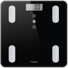 Haepi, Glas-Körperanalysewaage, Körperanalyse (Fettmasse, Knochenmasse, Muskelmasse, Wasseranteil) - BMI und Kalorien - Design und präzise - Batterien inklusive - 15 Jahre Garantie
