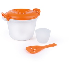 Excelsa Quick Cook Reiskocher Mikrowelle, Polypropylen, Weiß mit Details Orange