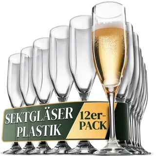 ActivoTex Sektglas aus Kunststoff, wiederverwendbar, 12 Stück, Champagnerglas für Toast, Cocktailglas, Kunststoff, Champagnerglas, Kunststoff, für Partys und Hochzeiten