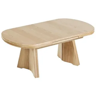 Venda Couchtisch , Eichefarben , Holz, Metall, Holzwerkstoff , Wildeiche , furniert , oval , Wange , 71x54-73x125-165.5 cm , ausziehbar, höhenverstellbar , Wohnzimmer, Wohnzimmertische, Couchtische, Höhenverstellbare Couchtische