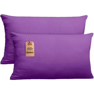 NatureMark 2er Set Jersey Kissenbezüge – Elastisch, weich, atmungsaktiv und hautfreundlich – Waschbare Kissenhülle - 40x80 – Lila