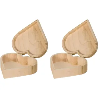Artemio VIBBC Schmuckkästchen in Herzform, Holz, Beige, 17 x 6 x 16 cm (Packung mit 2)