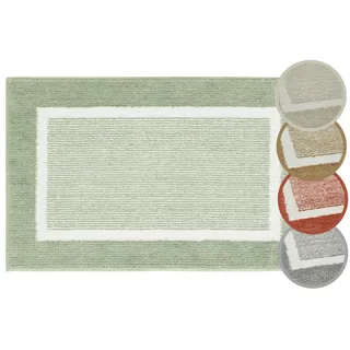 andiamo Badematte rutschfest Maui - Badezimmerteppich weich und flauschig - Duschvorleger für Badezimmer Badteppich rutschfest waschbar 60 x 100 cm Salbei