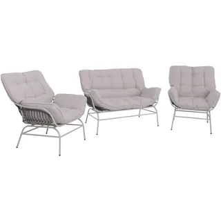 Mendler Lounge-Set HWC-P75 Loungesofa hellgrau/beige