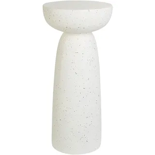 Beliani Beistelltisch cremeweiß Leichtbeton und Glasfaser rund 33 cm Terrazzo Optik Hohe Form Modern Outdoor Couchtisch Wohnzimmer, Ausstattung Möbel - Weiß