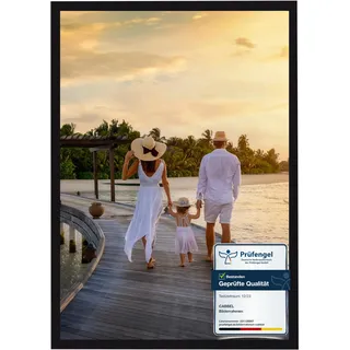 CABBEL 1x Bilderrahmen 50x70 cm Schwarz Rahmen 1-Pack | Dokumentenrahmen, Collage, Poster | MDF Holz-Posterrahmen Acrylglas | Picture Frame, Puzzlerahmen, Bilder, Fotorahmen zum Aufhängen