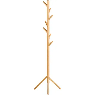 Garderobenständer , Naturfarben , Holz , Bambus , Holz , 50x163x50 cm , Holzmöbel, Garderobe Holz, Kleiderständer Holz