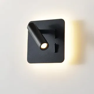 Leselampe Wandmontage Schwarz,Wandleuchte mit Schalter,Modern Led Wandlampe Innen 3W+8W, Leselicht Schwenkbar 180°,Wandbeleuchtung für Schlafzimmer,Hotels,Wohnzimmer,Nachttischlampe,3000K Bettlampe