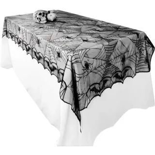 Awtlife, Tischdecke mit Spinnennetz-Design, Gothic-Stil, für Halloween / Party-Dekoration, 122 x 244 cm