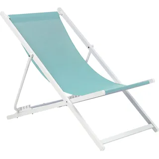 BELIANI Liegestuhl Weiß Aluminium mit Stoffbespannung Türkis Faltbar Klappbar Verstellbar Modern Garten Terrasse Outdoor Balkon Möbel Ausstattung - Blau, Weiß