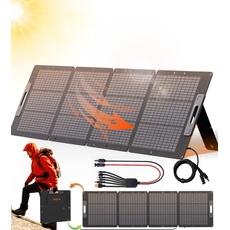 Rophie 200W SolarPanel, Faltbares Solarpanel Monokristalline Solarmodul mit MC-4 Ausgang für Powerstation, 5.4KG Ultraleicht, Einstellbare Kickständer, IPX67 Solar Panel für Camping, Reise, Balkon