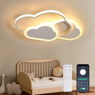 YUEEU 52CM Led Deckenleuchte Schlafzimmer,Dimmbar Kinderzimmer Lampe Decke Wolke Deckenlampe Kinderlampe,Wolkenlampe mit Fernbedienung, Deckenleuchten für Kinder,Babyzimmer Nachtlicht