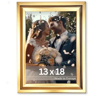 Victor "Renoir Bilderrahmen Gold 13x18 cm – Eleganter Vintage Kunststoffrahmen im Barockstil mit bruchsicherer Acrylglasscheibe und MDF-Rückwand