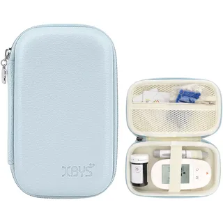 Linpr Diabetes Versorgungskoffer, Blutzuckermessgerät-Tasche, Tragbare Box Aufbewahrung von Teststreifen, Blutentnahmenadeln und Anderen Gegenständen, Reisetasche für Diabetiker (Blau, M)