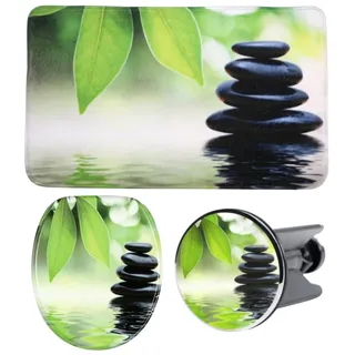 Sanilo Badaccessoire-Set »Harmony« bestehend aus WC-Sitz, Badteppich und Waschbeckenstöpsel, grün
