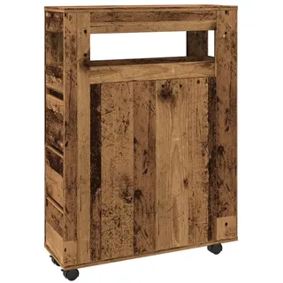vidaXL Badschrank Schmal mit Rollen Altholz-Optik Holzwerkstoff - Braun