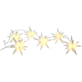3D Stern Lichterkette mit 6 LED - 150 cm - Garten Weihnachten Deko Beleuchtung für Außen - Weiß